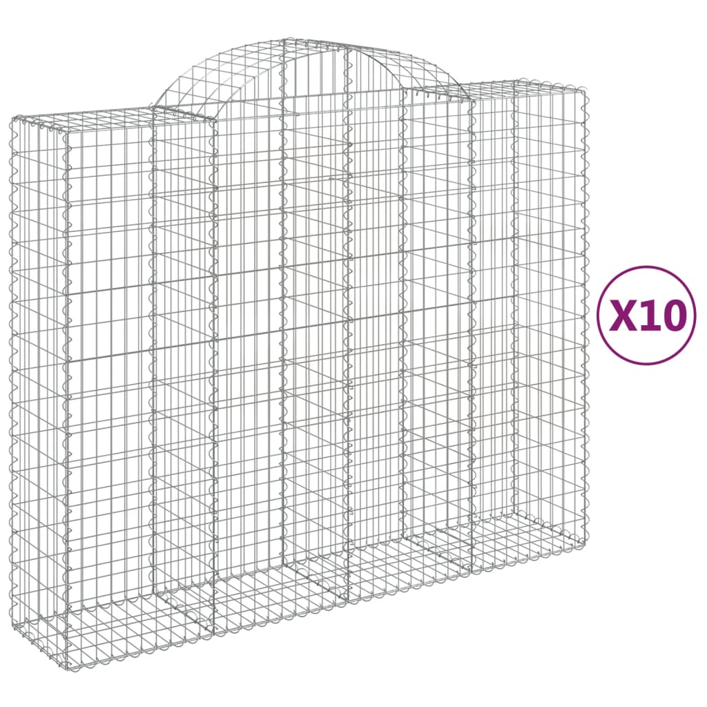 Cesti Gabbioni ad Arco 10 pz 200x50x160/180 cm Ferro Zincato 3146391