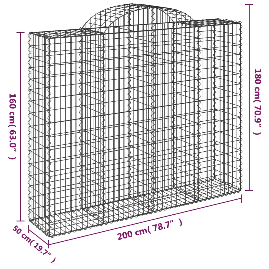 Cesti Gabbioni ad Arco 11 pz 200x50x160/180 cm Ferro Zincato 3146392