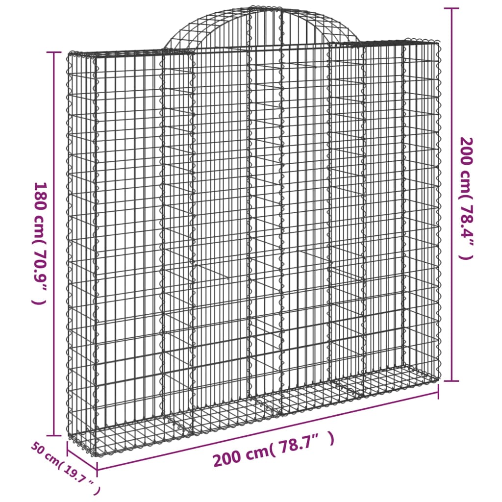 Cesti Gabbioni ad Arco 3 pz 200x50x180/200 cm Ferro Zincato 3146405