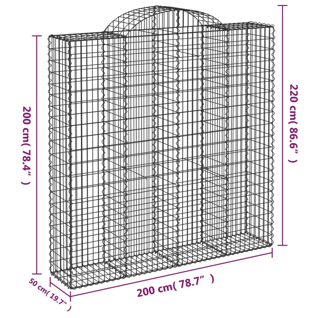 Cesti Gabbioni ad Arco 4 pz 200x50x200/220 cm Ferro Zincato 3146427