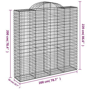 Cesti Gabbioni ad Arco 13 pz 200x50x200/220 cm Ferro Zincato 3146436