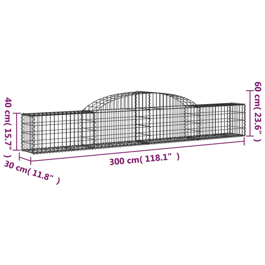 Cesti Gabbioni ad Arco 10 pz 300x30x40/60 cm Ferro Zincato 3146475