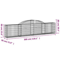 Cesti Gabbioni ad Arco 3 pz 300x30x60/80 cm Ferro Zincato 3146486