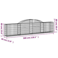 Cesti Gabbioni ad Arco 6 pz 300x30x60/80 cm Ferro Zincato 3146489