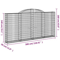 Cesti Gabbioni ad Arco 3 pz 300x30x140/160 cm Ferro Zincato 3146558