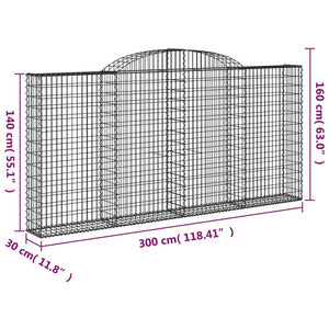 Cesti Gabbioni ad Arco 3 pz 300x30x140/160 cm Ferro Zincato 3146558