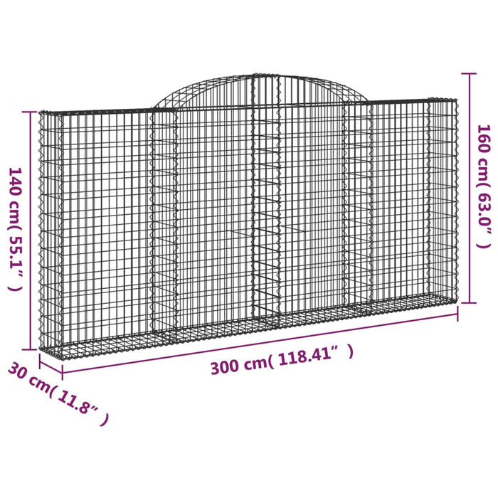 Cesti Gabbioni ad Arco 25 pz 300x30x140/160 cm Ferro Zincato 3146572