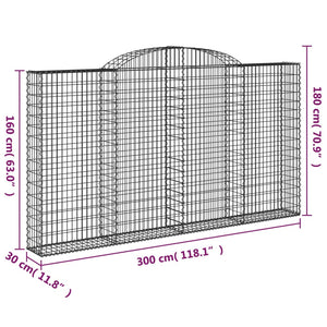 Cesti Gabbioni ad Arco 2 pz 300x30x160/180 cm Ferro Zincato 3146575