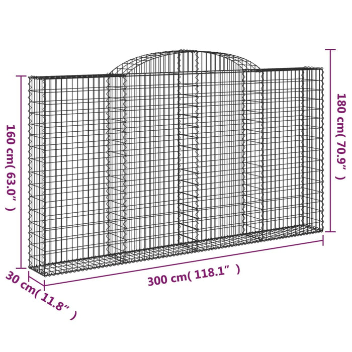 Cesti Gabbioni ad Arco 2 pz 300x30x160/180 cm Ferro Zincato 3146575