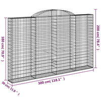 Cesti Gabbioni ad Arco 3 pz 300x30x180/200 cm Ferro Zincato 3146594