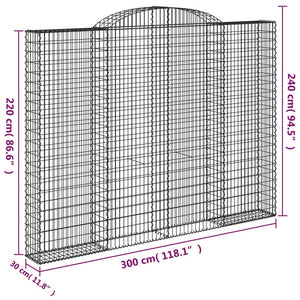 Cesti Gabbioni ad Arco 7 pz 300x30x220/240 cm Ferro Zincato 3146634