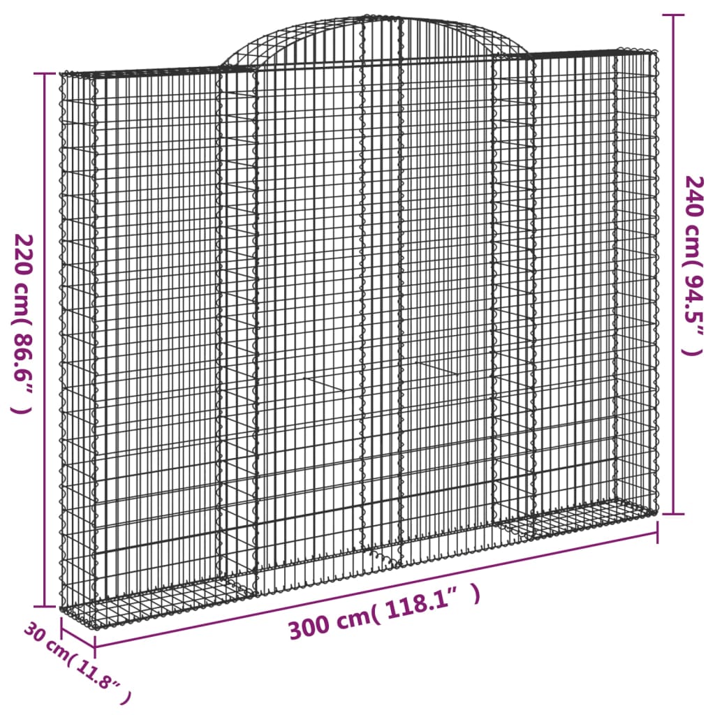 Cesti Gabbioni ad Arco 8 pz 300x30x220/240 cm Ferro Zincato 3146635