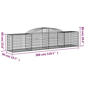 Cesti Gabbioni ad Arco 3 pz 300x50x60/80 cm Ferro Zincato 3146666