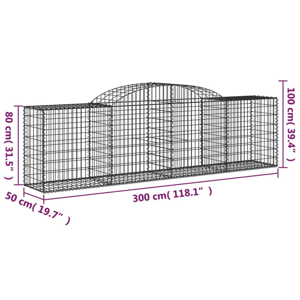 Cesti Gabbioni ad Arco 4 pz 300x50x80/100 cm Ferro Zincato 3146685