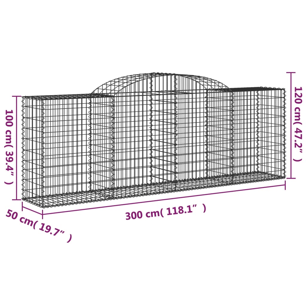 Cesti Gabbioni ad Arco 5 pz 300x50x100/120 cm Ferro Zincato 3146704