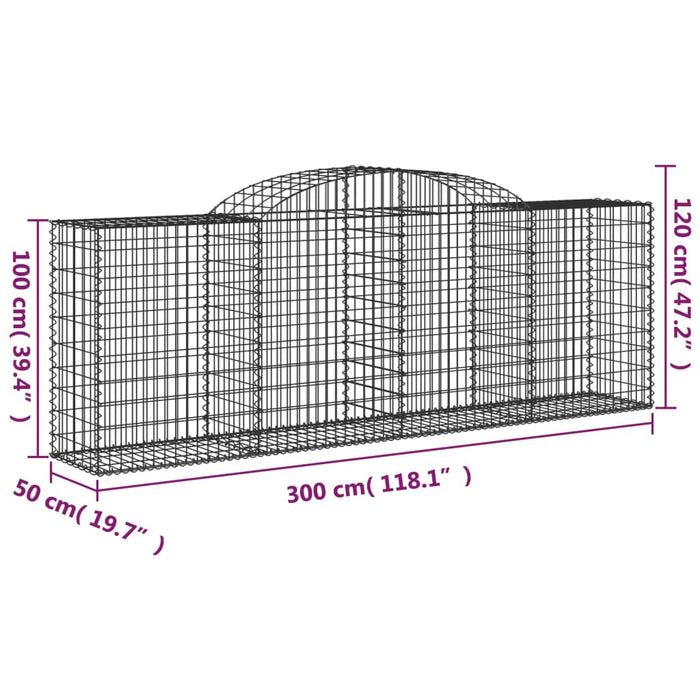 Cesti Gabbioni ad Arco 5 pz 300x50x100/120 cm Ferro Zincato 3146704