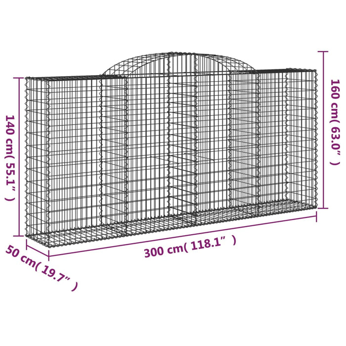 Cesti Gabbioni ad Arco 3 pz 300x50x140/160 cm Ferro Zincato 3146738