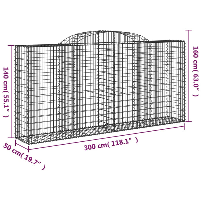 Cesti Gabbioni ad Arco 6 pz 300x50x140/160 cm Ferro Zincato 3146741