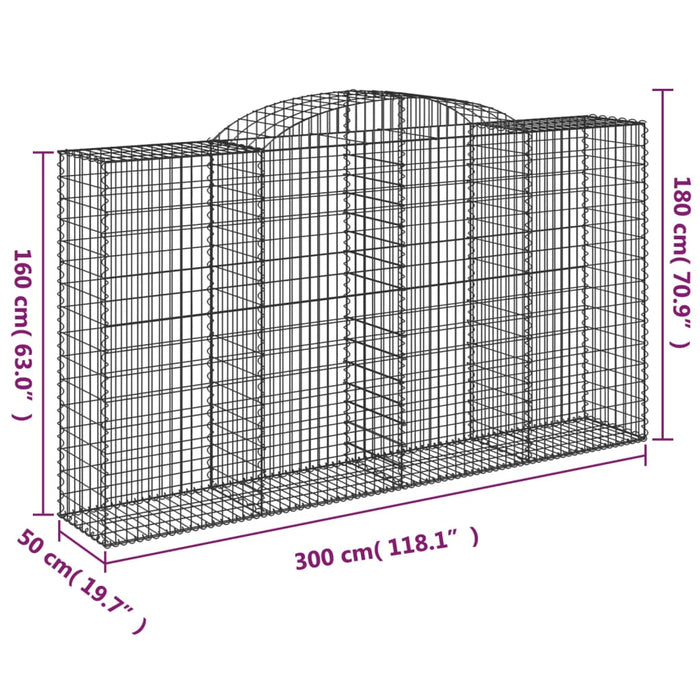 Cesti Gabbioni ad Arco 4 pz 300x50x160/180 cm Ferro Zincato 3146757