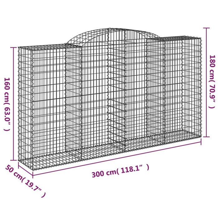 Cesti Gabbioni ad Arco 5 pz 300x50x160/180 cm Ferro Zincato 3146758