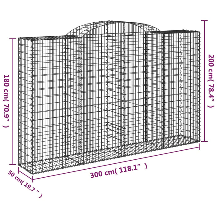 Cesti Gabbioni ad Arco 2 pz 300x50x180/200 cm Ferro Zincato 3146773