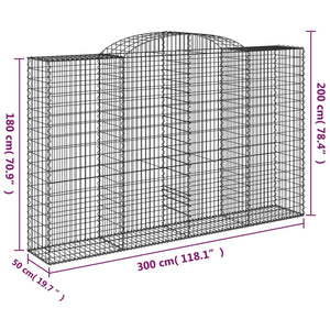 Cesti Gabbioni ad Arco 13 pz 300x50x180/200 cm Ferro Zincato 3146784