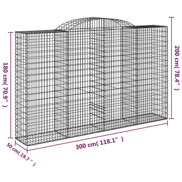 Cesti Gabbioni ad Arco 13 pz 300x50x180/200 cm Ferro Zincato 3146784