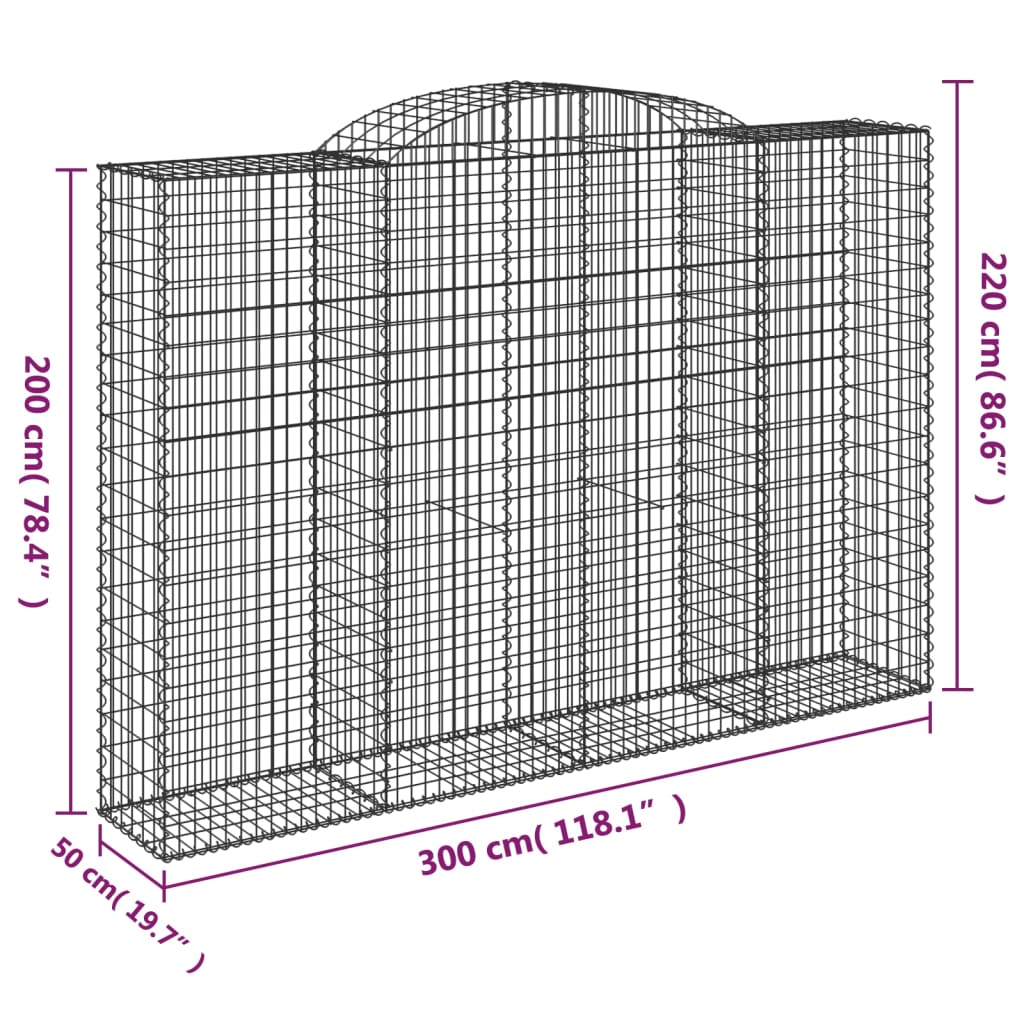 Cesti Gabbioni ad Arco 9 pz 300x50x200/220 cm Ferro Zincato 3146798