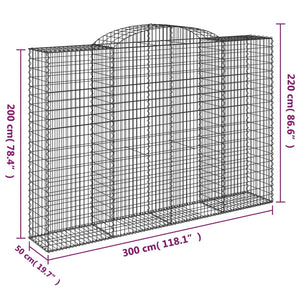 Cesti Gabbioni ad Arco 9 pz 300x50x200/220 cm Ferro Zincato 3146798