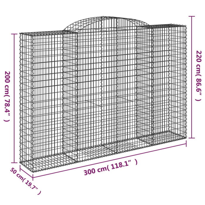 Cesti Gabbioni ad Arco 9 pz 300x50x200/220 cm Ferro Zincato 3146798