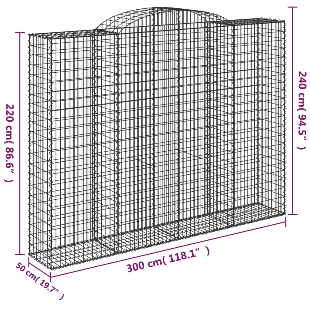 Cesti Gabbioni ad Arco 3 pz 300x50x220/240 cm Ferro Zincato 3146810