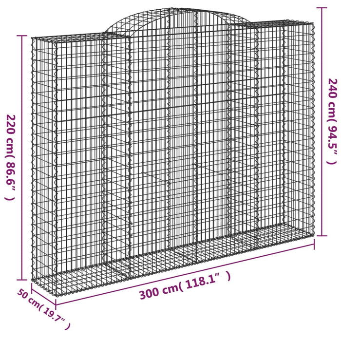 Cesti Gabbioni ad Arco 3 pz 300x50x220/240 cm Ferro Zincato 3146810