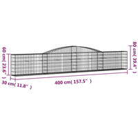 Cesti Gabbioni ad Arco 4 pz 400x30x60/80 cm Ferro Zincato 3146842