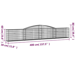 Cesti Gabbioni ad Arco 6 pz 400x30x60/80 cm Ferro Zincato 3146844