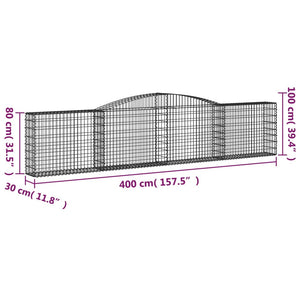 Cesti Gabbioni ad Arco 6 pz 400x30x80/100 cm Ferro Zincato 3146857