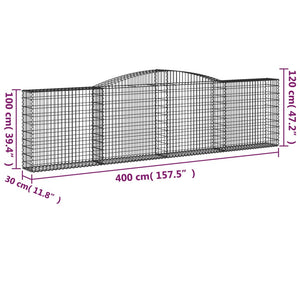 Cesti Gabbioni ad Arco 5 pz 400x30x100/120 cm Ferro Zincato 3146869