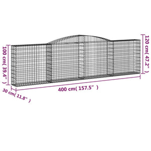 Cesti Gabbioni ad Arco 7 pz 400x30x100/120 cm Ferro Zincato 3146871