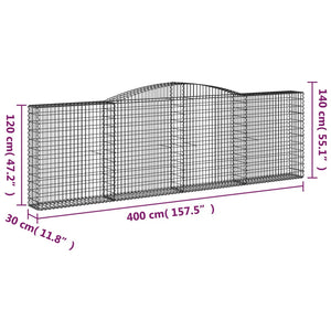 Cesti Gabbioni ad Arco 3 pz 400x30x120/140 cm Ferro Zincato 3146880