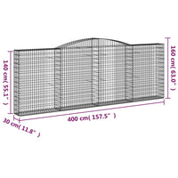 Cesti Gabbioni ad Arco 5 pz 400x30x140/160 cm Ferro Zincato 3146895