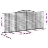 Cesti Gabbioni ad Arco 9 pz 400x30x160/180 cm Ferro Zincato 3146912