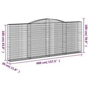 Cesti Gabbioni ad Arco 9 pz 400x30x160/180 cm Ferro Zincato 3146912