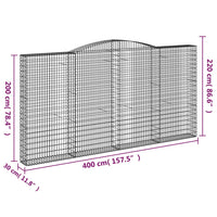 Cesti Gabbioni ad Arco 4 pz 400x30x200/220 cm Ferro Zincato 3146933