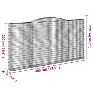 Cesti Gabbioni ad Arco 8 pz 400x30x200/220 cm Ferro Zincato 3146937