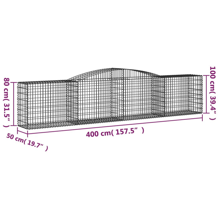 Cesti Gabbioni ad Arco 3 pz 400x50x80/100 cm Ferro Zincato 3146984