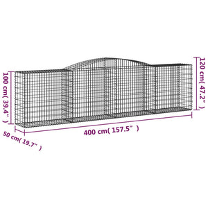 Cesti Gabbioni ad Arco 10 pz 400x50x100/120 cm Ferro Zincato 3147004