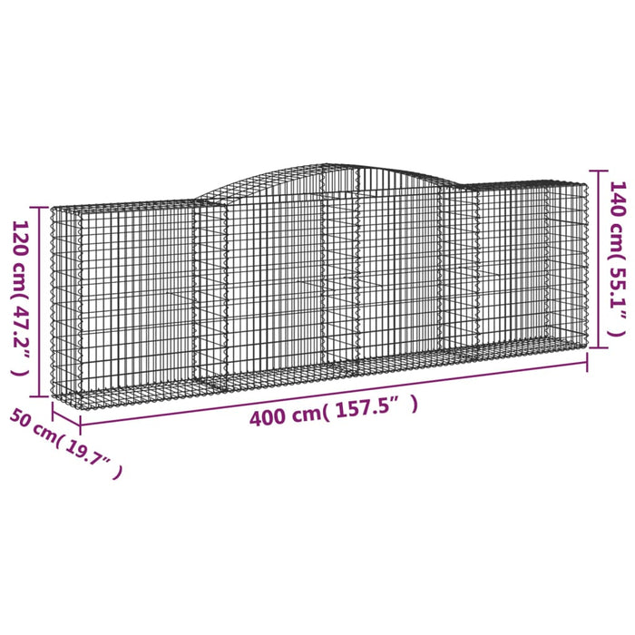 Cesti Gabbioni ad Arco 3 pz 400x50x120/140 cm Ferro Zincato 3147010