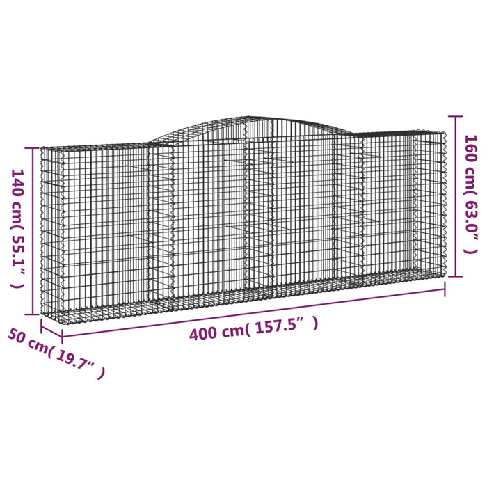 Cesti Gabbioni ad Arco 3 pz 400x50x140/160 cm Ferro Zincato 3147023