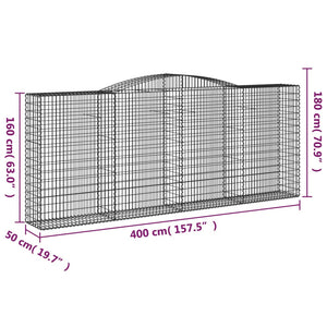 Cesti Gabbioni ad Arco 20 pz 400x50x160/180 cm Ferro Zincato 3147045