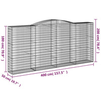 Cesti Gabbioni ad Arco 2 pz 400x50x180/200 cm Ferro Zincato 3147048