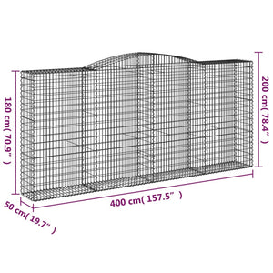 Cesti Gabbioni ad Arco 2 pz 400x50x180/200 cm Ferro Zincato 3147048